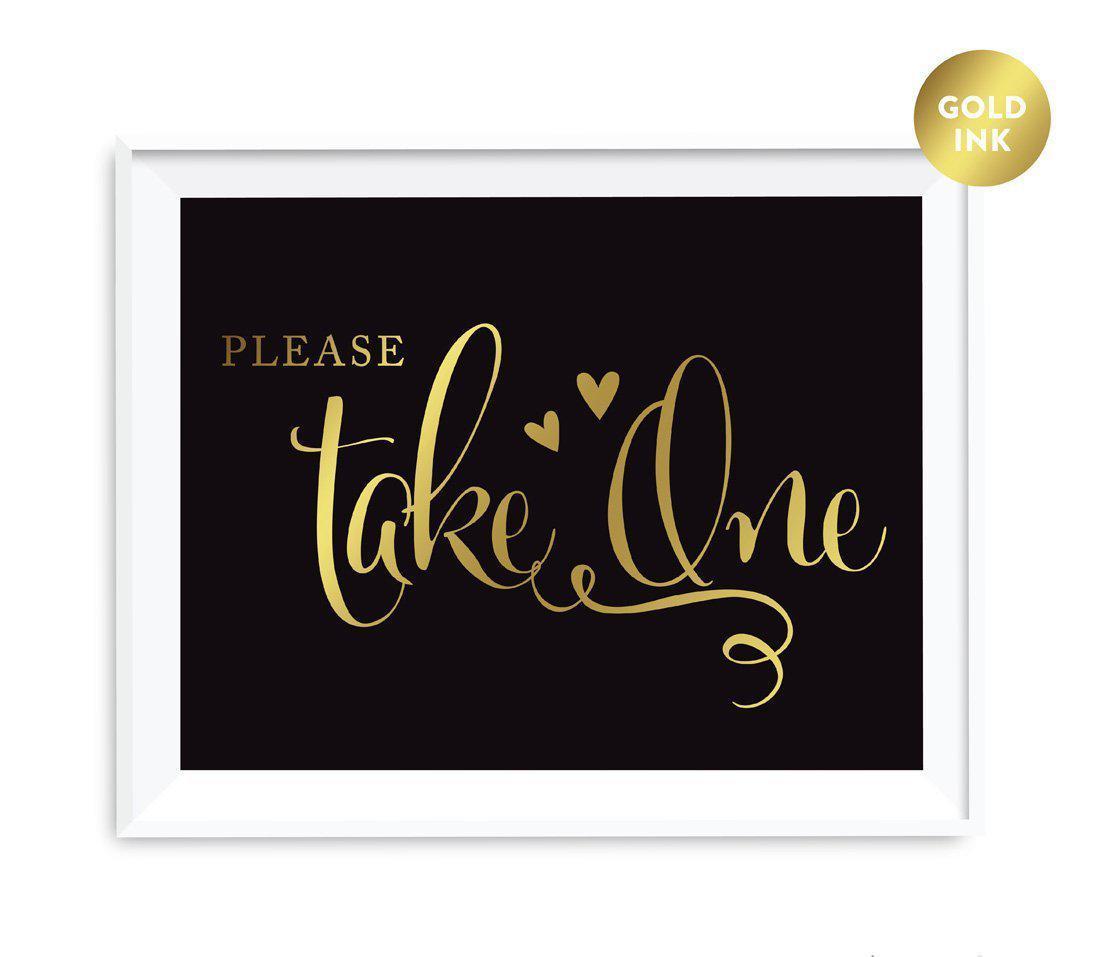 Andaz Press Black and Metallic Gold Wedding Favor Signs-Set of 1-Andaz Press-Please Take One-