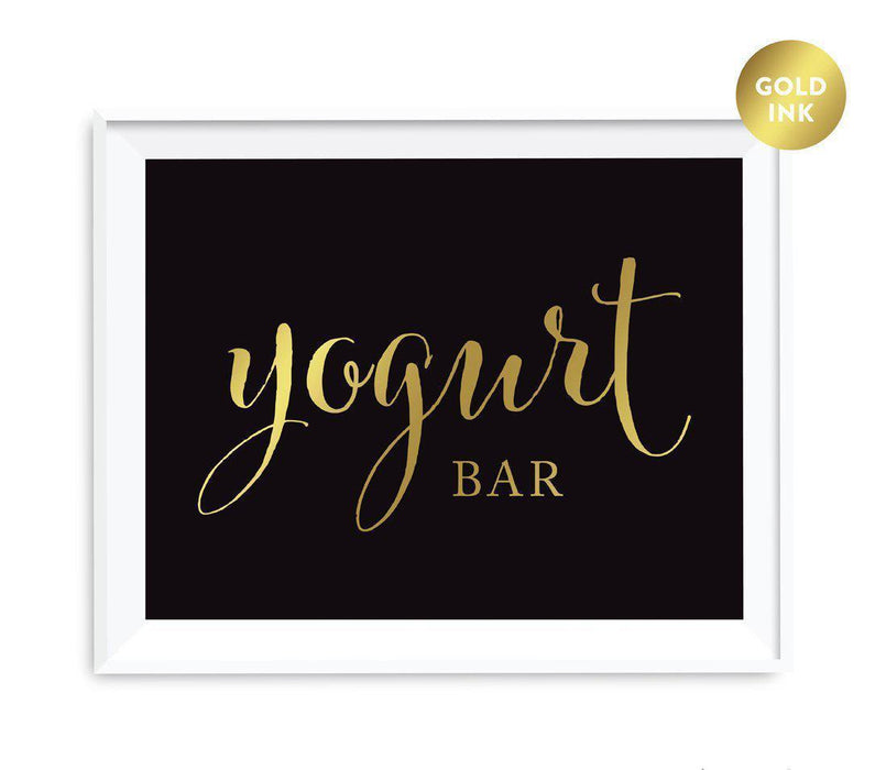 Andaz Press Black and Metallic Gold Wedding Favor Signs-Set of 1-Andaz Press-Yogurt Bar-
