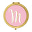 Andaz Press Blush Pink Faux Gold Glitter Monogram Gold Compact Mirror-Set of 1-Andaz Press-A-