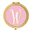 Andaz Press Blush Pink Faux Gold Glitter Monogram Gold Compact Mirror-Set of 1-Andaz Press-A-