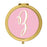 Andaz Press Blush Pink Faux Gold Glitter Monogram Gold Compact Mirror-Set of 1-Andaz Press-A-