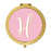 Andaz Press Blush Pink Faux Gold Glitter Monogram Gold Compact Mirror-Set of 1-Andaz Press-A-