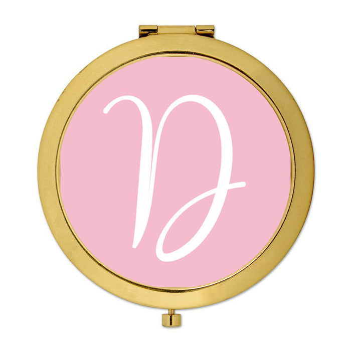 Andaz Press Blush Pink Monogram Gold 2.75 inch Round Compact Mirror-Set of 1-Andaz Press-Bride to Be-
