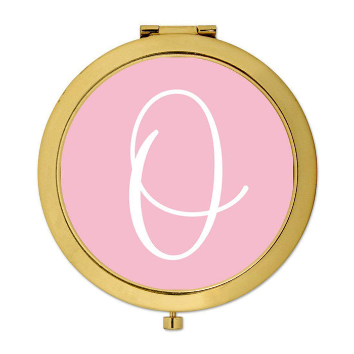 Andaz Press Blush Pink Monogram Gold 2.75 inch Round Compact Mirror-Set of 1-Andaz Press-Bride to Be-