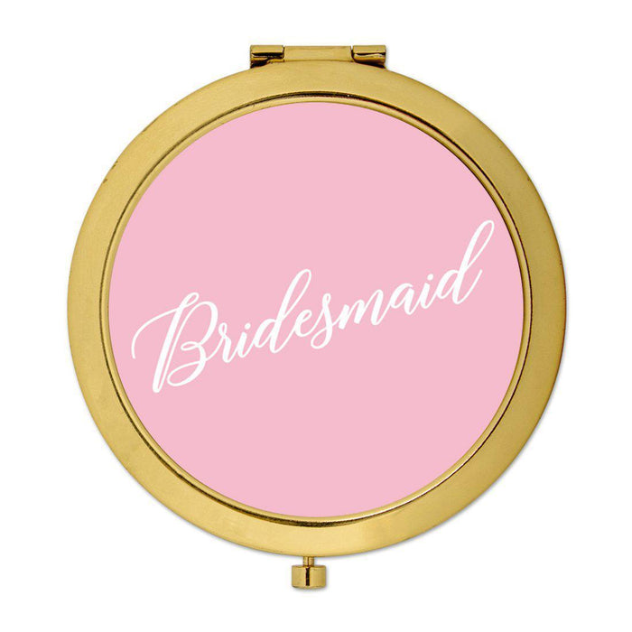 Andaz Press Blush Pink Monogram Gold 2.75 inch Round Compact Mirror-Set of 1-Andaz Press-Bride to Be-