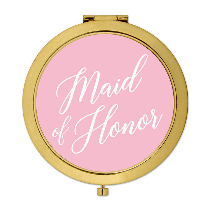 Andaz Press Blush Pink Monogram Gold 2.75 inch Round Compact Mirror-Set of 1-Andaz Press-Bride to Be-