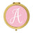 Andaz Press Blush Pink Monogram Gold 2.75 inch Round Compact Mirror-Set of 1-Andaz Press-A-