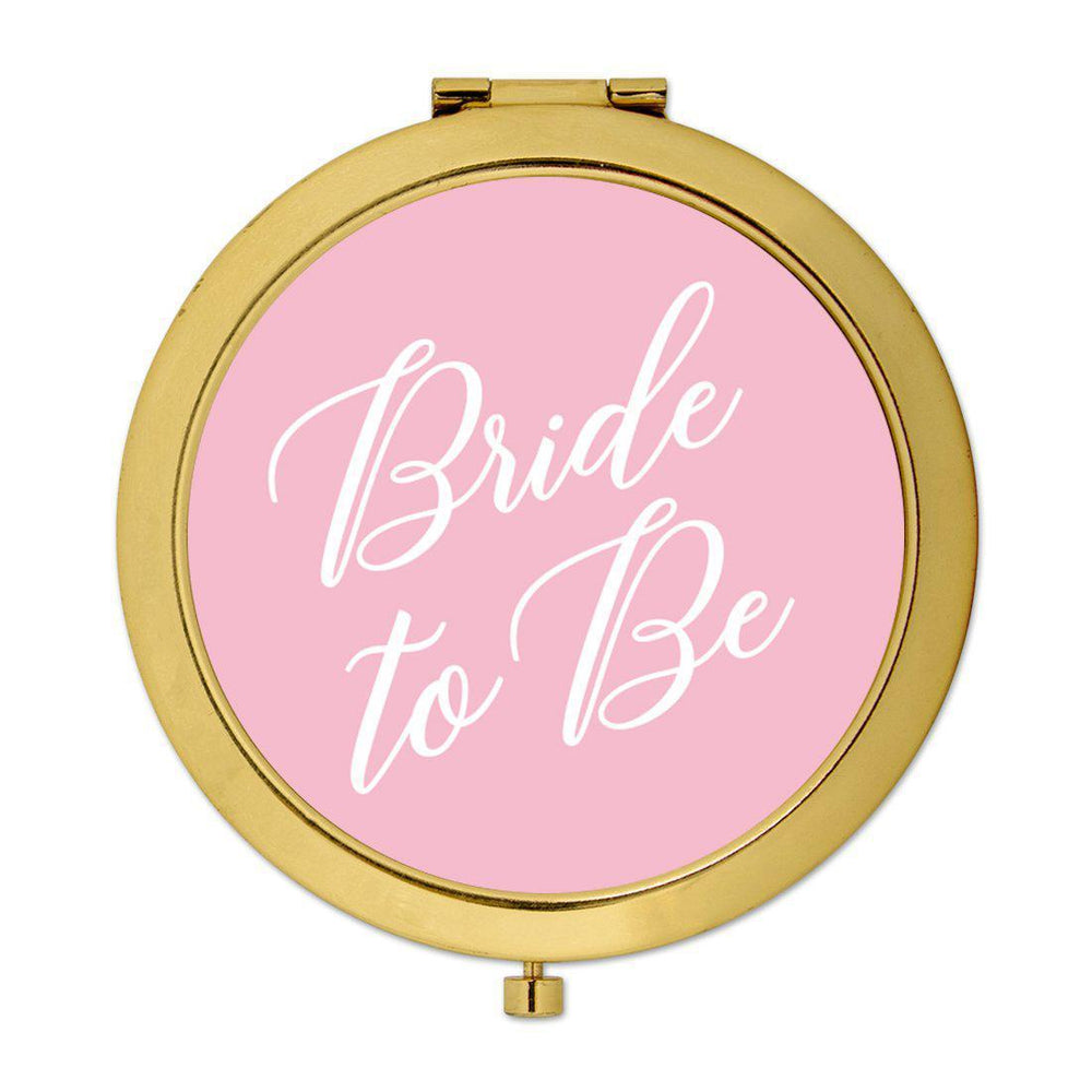 Andaz Press Blush Pink Monogram Gold 2.75 inch Round Compact Mirror-Set of 1-Andaz Press-Bride to Be-