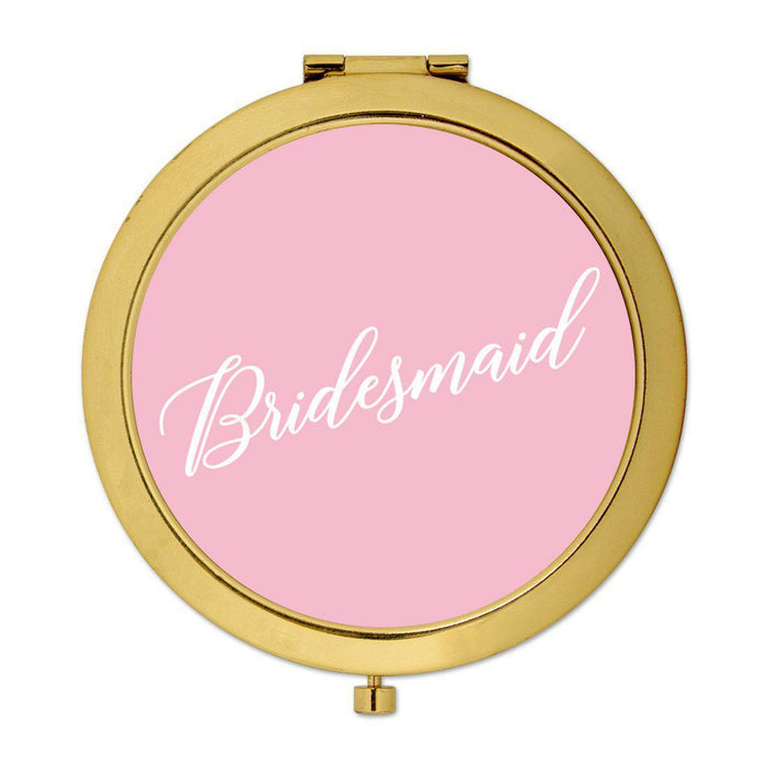 Andaz Press Blush Pink Monogram Gold 2.75 inch Round Compact Mirror-Set of 1-Andaz Press-Bridesmaid-