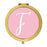 Andaz Press Blush Pink Monogram Gold 2.75 inch Round Compact Mirror-Set of 1-Andaz Press-F-