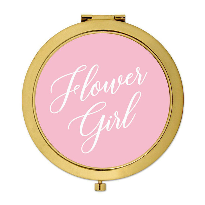 Andaz Press Blush Pink Monogram Gold 2.75 inch Round Compact Mirror-Set of 1-Andaz Press-Flower Girl-