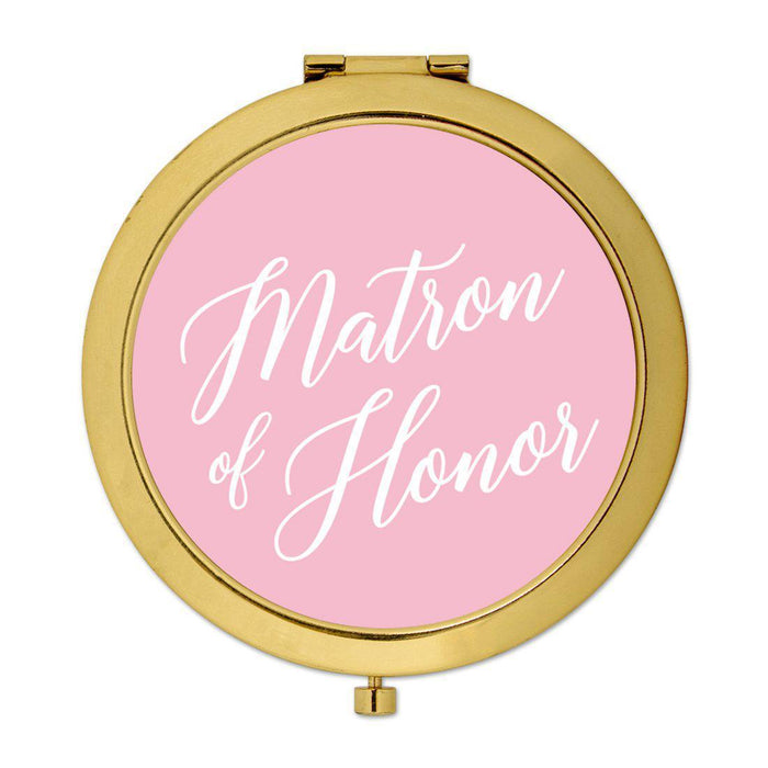 Andaz Press Blush Pink Monogram Gold 2.75 inch Round Compact Mirror-Set of 1-Andaz Press-Matron of Honor-