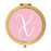 Andaz Press Blush Pink Monogram Gold 2.75 inch Round Compact Mirror-Set of 1-Andaz Press-X-