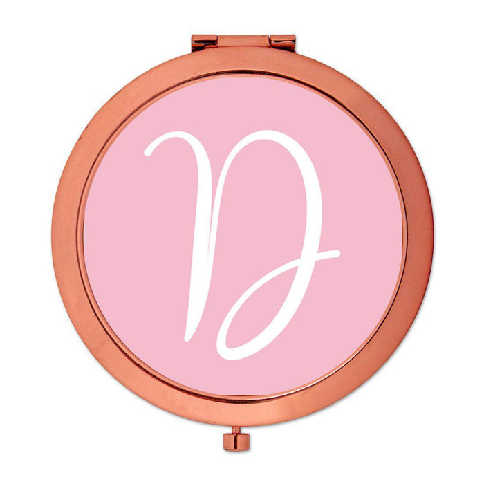 Andaz Press Blush Pink Monogram Rose Gold 2.75 inch Round Compact Mirror-Set of 1-Andaz Press-D-