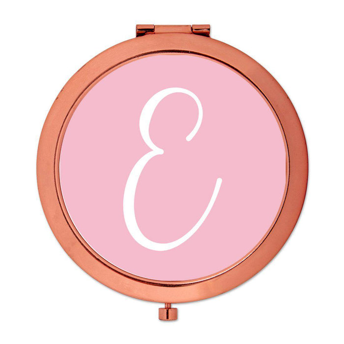 Andaz Press Blush Pink Monogram Rose Gold 2.75 inch Round Compact Mirror-Set of 1-Andaz Press-E-