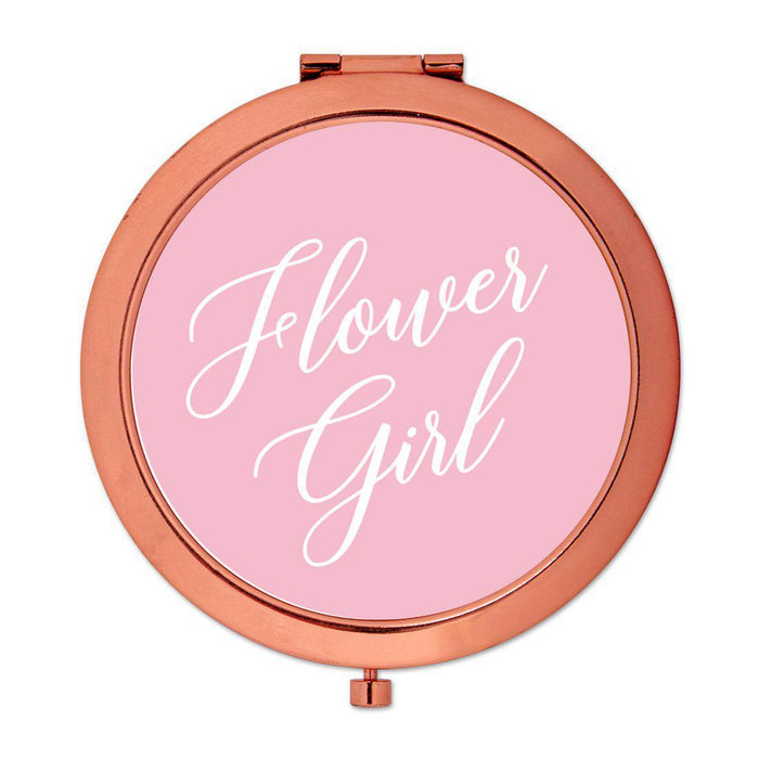Andaz Press Blush Pink Monogram Rose Gold 2.75 inch Round Compact Mirror-Set of 1-Andaz Press-Flower Girl-