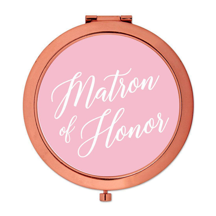Andaz Press Blush Pink Monogram Rose Gold 2.75 inch Round Compact Mirror-Set of 1-Andaz Press-Matron of Honor-