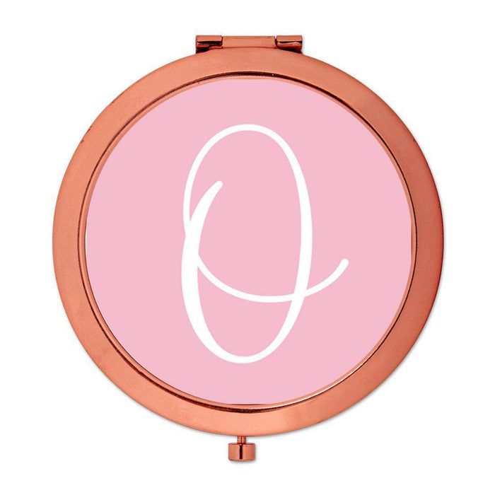 Andaz Press Blush Pink Monogram Rose Gold 2.75 inch Round Compact Mirror-Set of 1-Andaz Press-O-