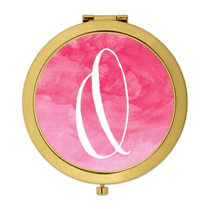 Andaz Press Blush Pink Watercolor Monogram Gold 2.75 inch Round Compact Mirror-Set of 1-Andaz Press-O-
