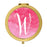 Andaz Press Blush Pink Watercolor Monogram Gold 2.75 inch Round Compact Mirror-Set of 1-Andaz Press-W-