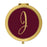 Andaz Press Burgundy Maroon Jewel Tone with Faux Gold Glitter Monogram 2.75 inch Round Gold Compact Mirror-Set of 1-Andaz Press-J-