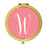 Andaz Press Coral Monogram Gold 2.75 inch Round Compact Mirror-Set of 1-Andaz Press-A-