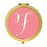 Andaz Press Coral Monogram Gold 2.75 inch Round Compact Mirror-Set of 1-Andaz Press-A-
