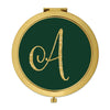 Andaz Press Emerald Green Gold Glitter Monogram Gold 2.75 inch Round Compact Mirror-Set of 1-Andaz Press-A-
