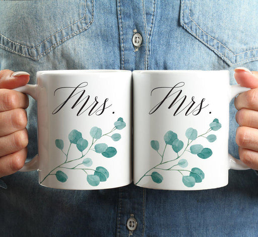 Andaz Press Eucalyptus Leaves Greenery Coffee Mug, 2-Pack-Set of 2-Andaz Press-Mrs. and Mrs.-