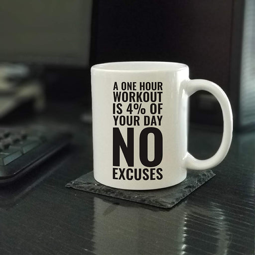 Andaz Press Fitness Coffee Mug A One Hour is 4% of Your Day No Excuses-Set of 1-Andaz Press-A One Hour is 4% of Your Day No Excuses-
