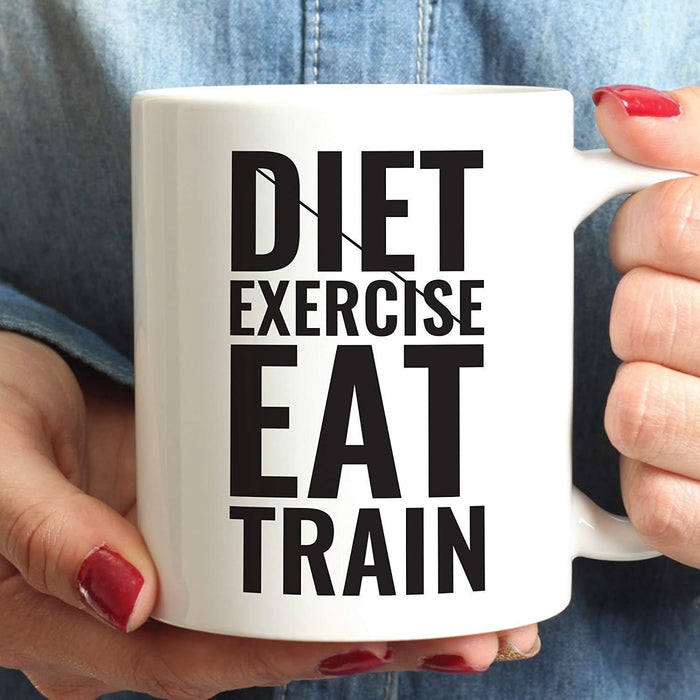 Andaz Press Fitness Coffee Mug Diet Exercise Eat Train-Set of 1-Andaz Press-Diet Exercise Eat Train-