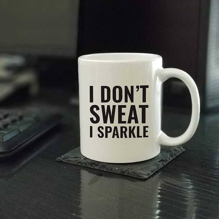 Andaz Press Fitness Coffee Mug I Don't Sweat I Sparkle-Set of 1-Andaz Press-I Don't Sweat I Sparkle-