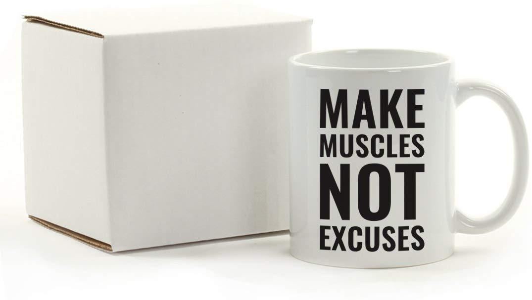 Andaz Press Fitness Coffee Mug Make Muscles Not Excuses-Set of 1-Andaz Press-Make Muscles Not Excuses-