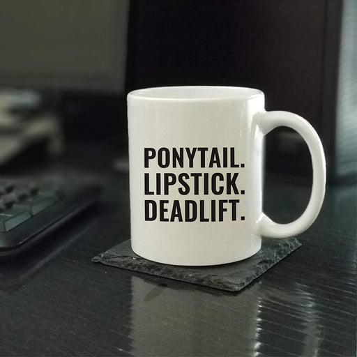 Andaz Press Fitness Coffee Mug Ponytail Lipstick Deadlift-Set of 1-Andaz Press-Ponytail Lipstick Deadlift-