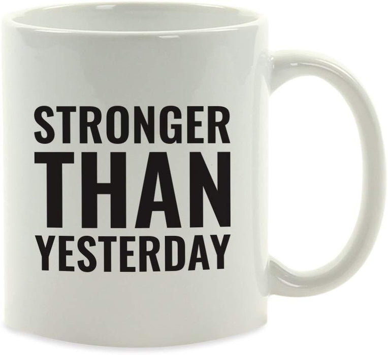 Andaz Press Fitness Coffee Mug Stronger Than Yesterday-Set of 1-Andaz Press-Stronger Than Yesterday-