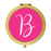 Andaz Press Fuchsia Hot Pink Monogram Gold 2.75 inch Round Compact Mirror-Set of 1-Andaz Press-B-