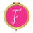 Andaz Press Fuchsia Hot Pink Monogram Gold 2.75 inch Round Compact Mirror-Set of 1-Andaz Press-F-