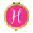 Andaz Press Fuchsia Hot Pink Monogram Gold 2.75 inch Round Compact Mirror-Set of 1-Andaz Press-H-
