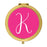 Andaz Press Fuchsia Hot Pink Monogram Gold 2.75 inch Round Compact Mirror-Set of 1-Andaz Press-K-