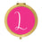 Andaz Press Fuchsia Hot Pink Monogram Gold 2.75 inch Round Compact Mirror-Set of 1-Andaz Press-L-