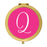Andaz Press Fuchsia Hot Pink Monogram Gold 2.75 inch Round Compact Mirror-Set of 1-Andaz Press-Q-