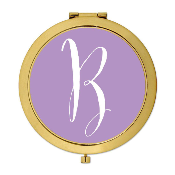 Andaz Press Lavender Monogram Gold 2.75 inch Round Compact Mirror-Set of 1-Andaz Press-B-