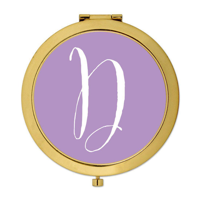 Andaz Press Lavender Monogram Gold 2.75 inch Round Compact Mirror-Set of 1-Andaz Press-D-