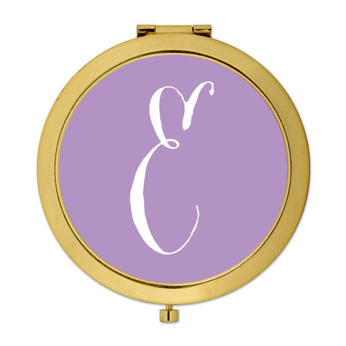 Andaz Press Lavender Monogram Gold 2.75 inch Round Compact Mirror-Set of 1-Andaz Press-E-