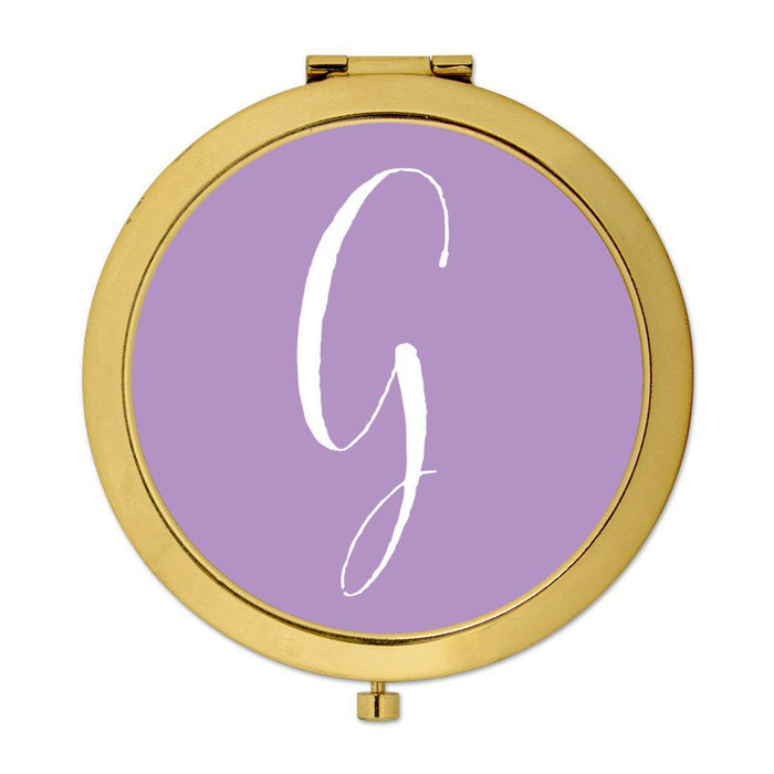 Andaz Press Lavender Monogram Gold 2.75 inch Round Compact Mirror-Set of 1-Andaz Press-G-