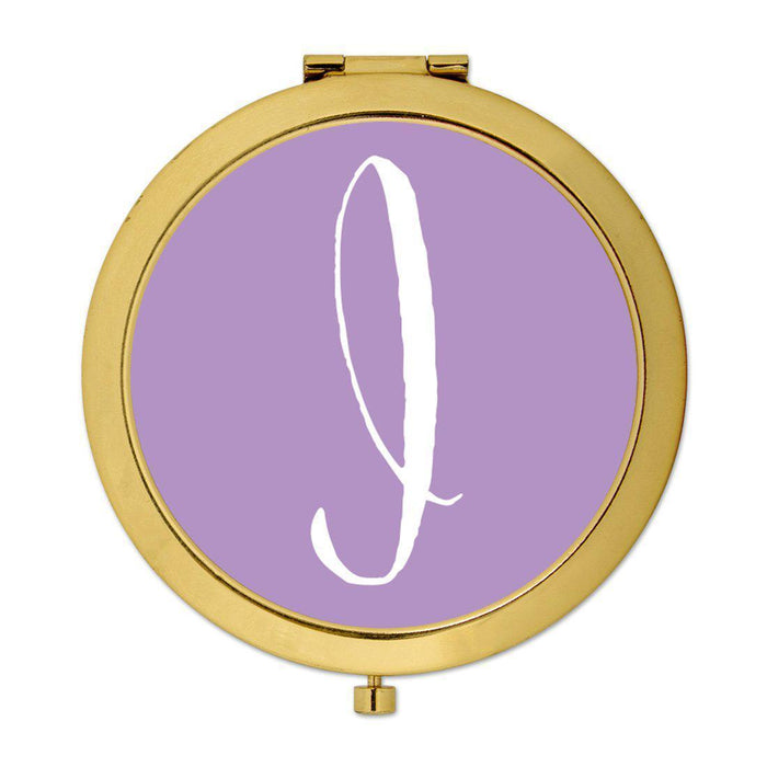 Andaz Press Lavender Monogram Gold 2.75 inch Round Compact Mirror-Set of 1-Andaz Press-I-