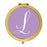 Andaz Press Lavender Monogram Gold 2.75 inch Round Compact Mirror-Set of 1-Andaz Press-L-