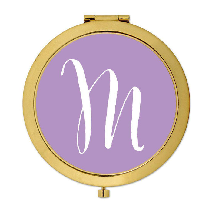Andaz Press Lavender Monogram Gold 2.75 inch Round Compact Mirror-Set of 1-Andaz Press-M-
