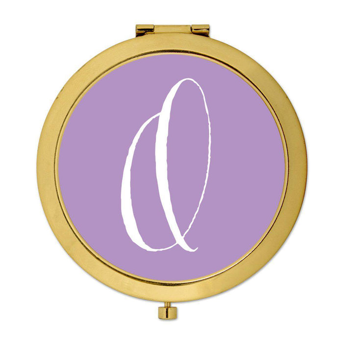 Andaz Press Lavender Monogram Gold 2.75 inch Round Compact Mirror-Set of 1-Andaz Press-O-