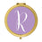 Andaz Press Lavender Monogram Gold 2.75 inch Round Compact Mirror-Set of 1-Andaz Press-R-